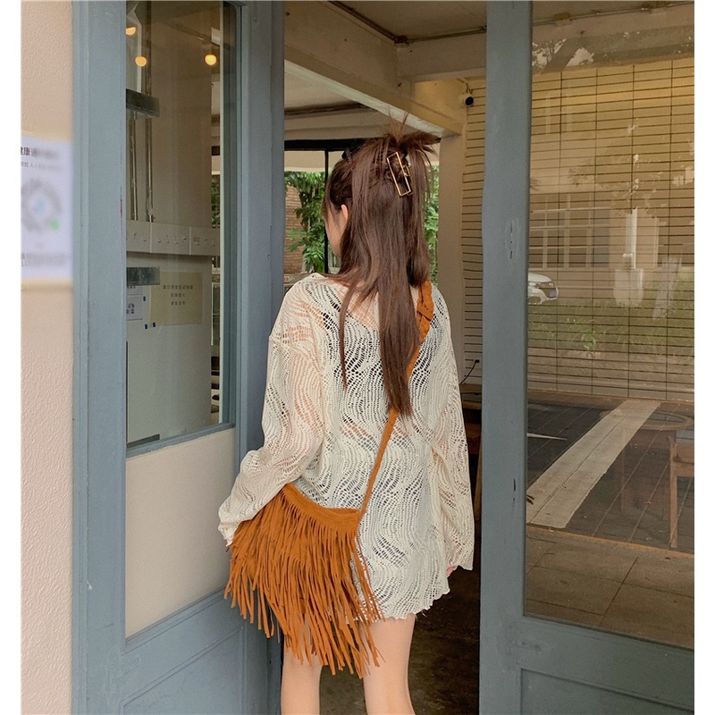 Áo sweater Dệt Kim Tay Dài Cổ Tròn Phong Cách Hàn Quốc Thời Trang Cho Nữ Áo len dệt kim