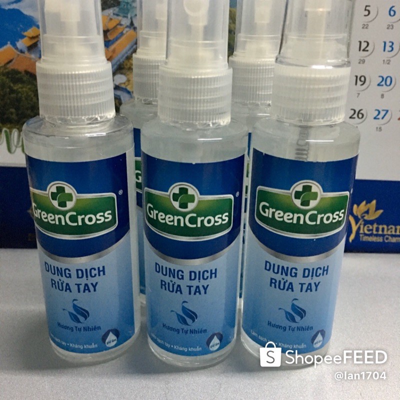 Nước rửa tay khô Green Cross-chai xịt 70ml Hương Dưa Táo/Trà xanh/Tự nhiên