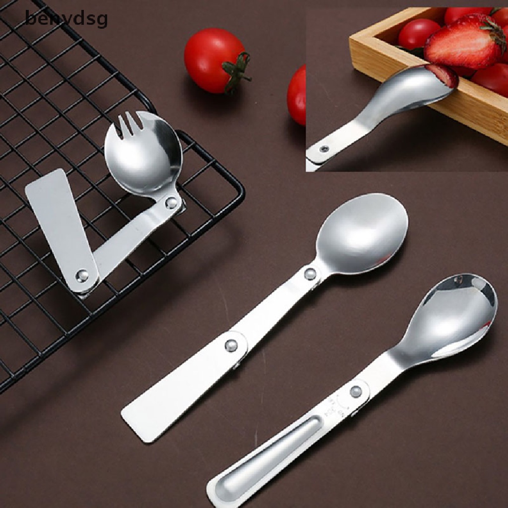 Muỗng/Nĩa gấp bằng thép không gỉ tiện dụng cho cắm trại/đi du lịch