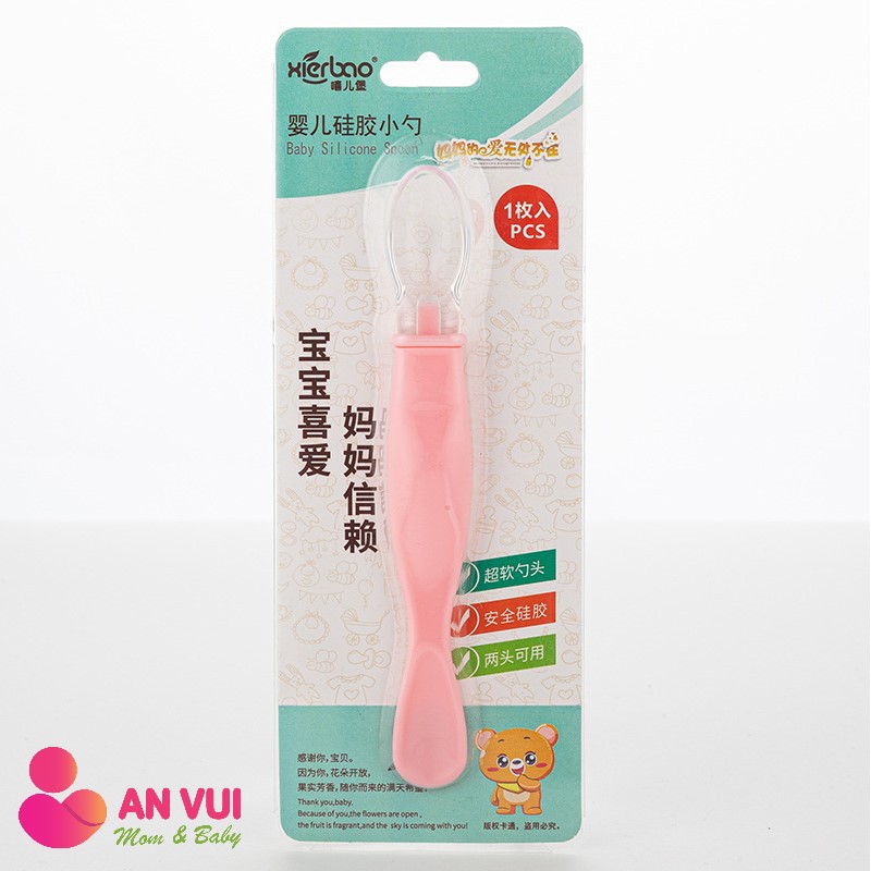 Thìa ăn dặm cho bé, chất liệu silicon, siêu mềm 2 đầu đa năng - anvuistore