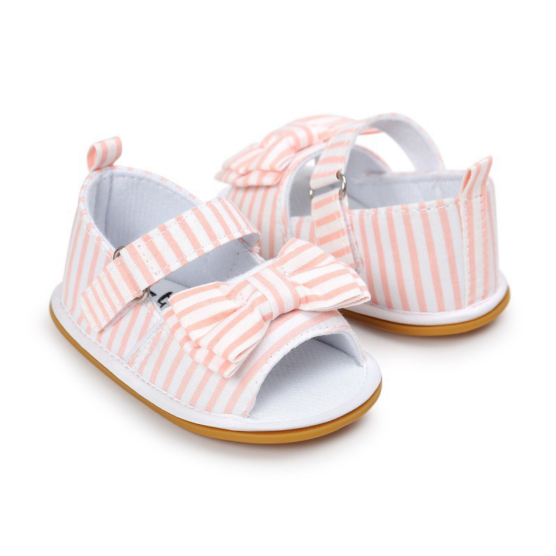 Giày sandal cotton thắt nơ chống trượt cho bé gái