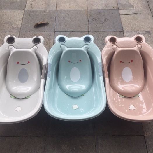 Chậu tắm ếch cho bé hàng Việt Nhật Cao Cấp -Thau tắm cho bé sơ sinh họa tiết dễ thương có tấm đỡ lưng an toàn (MS:2203)