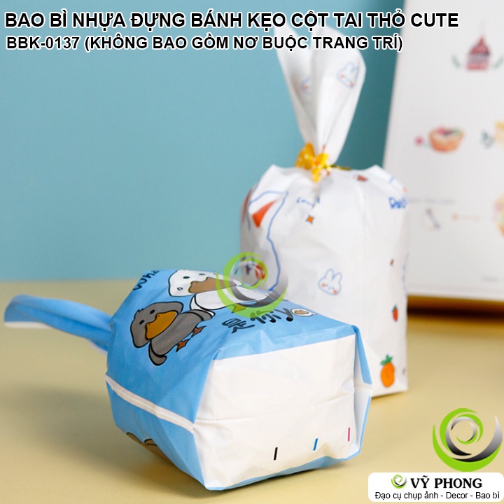 BAO BÌ TÚI NHỰA CỘT TAI THỎ ĐỰNG BÁNH KẸO ĐỰNG QUÀ TẶNG SIÊU DỄ THƯƠNG LÀM QUÀ TẶNG CÁC DỊP LỄ TẾT BBK-0137