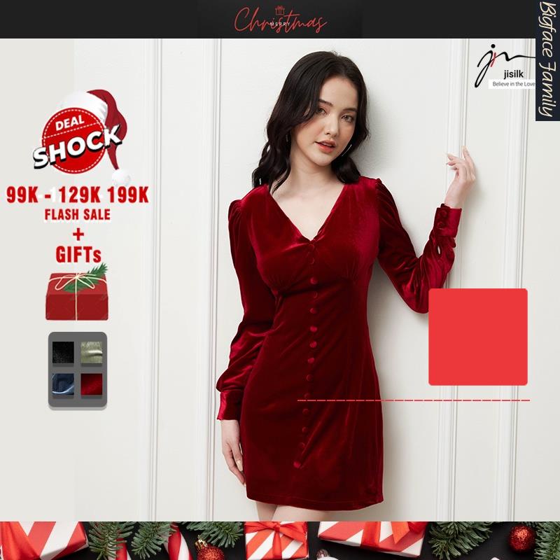 Đầm noel giáng sinh nhung dài tay, váy ôm body nữ ngắn trên gối quyến rũ đi tiệc party bar De'prom N.VA2-