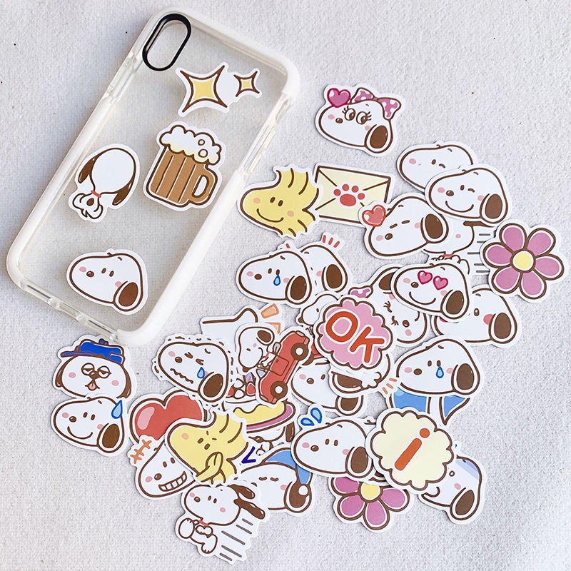 Miếng dán trang trí hình chú chó snoopy xinh xắn chống thấm nước