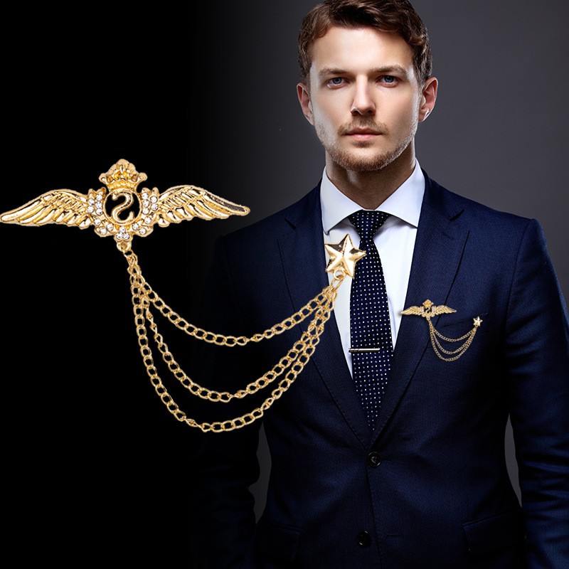 Ghim cài áo Vest Nam Lapel Pin thời trang hình đôi cánh GH-176, Lapel Pin cài Vest Nam {Phụ Kiện vest Nam - AdamZone}