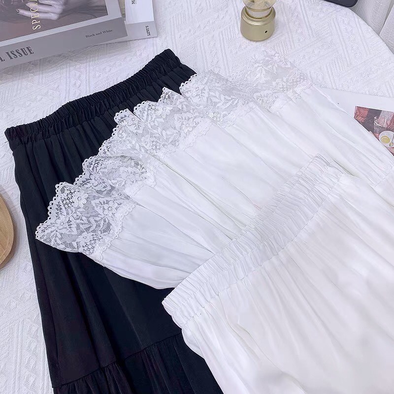 💃 Chân Váy Nữ Phối Ren Váy Vintage Dáng Dài | BigBuy360 - bigbuy360.vn