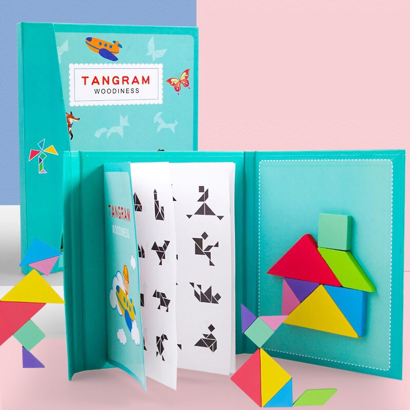 Xếp hình gỗ 3D Montessori Luyện tư duy cho bé Tangram Wooden puzzle