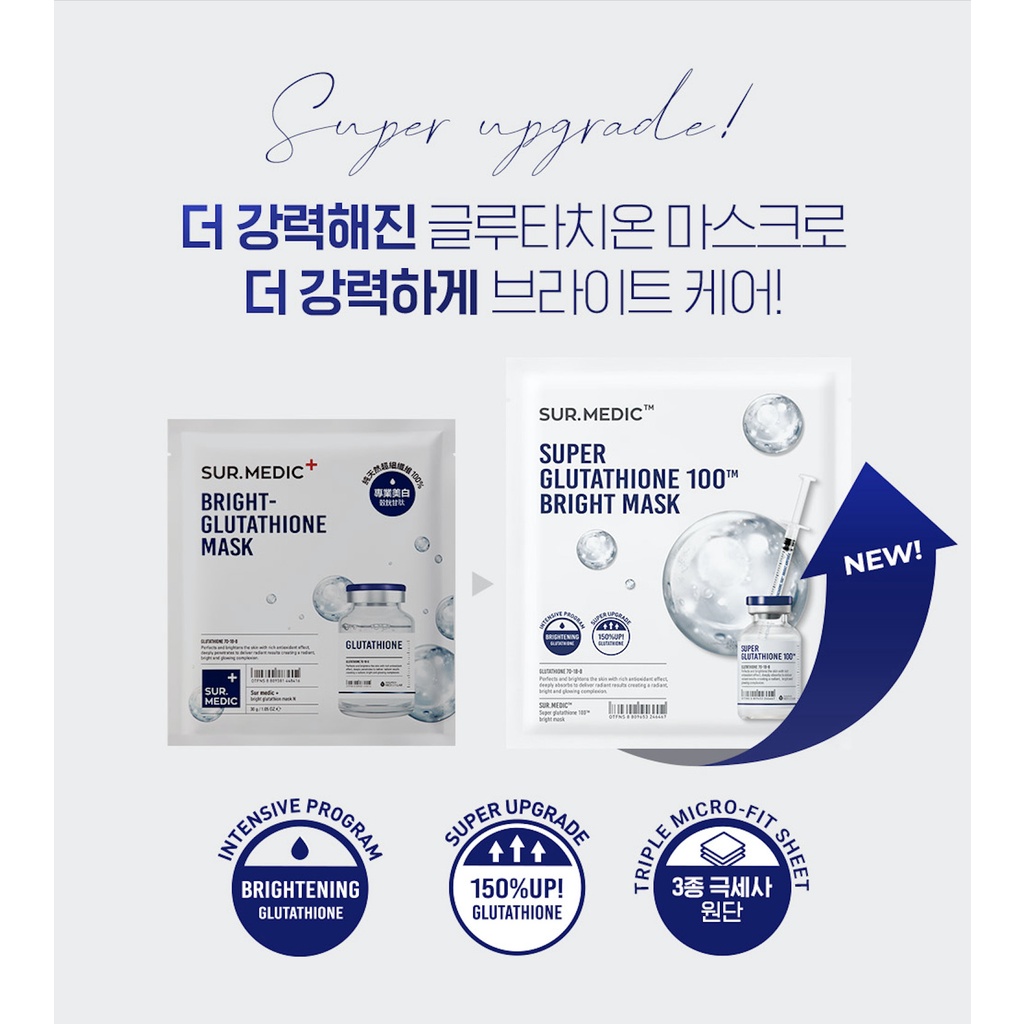 Mặt nạ dưỡng trắng da Sur Medic Glutathione Mask [Bản mới], 1 miếng