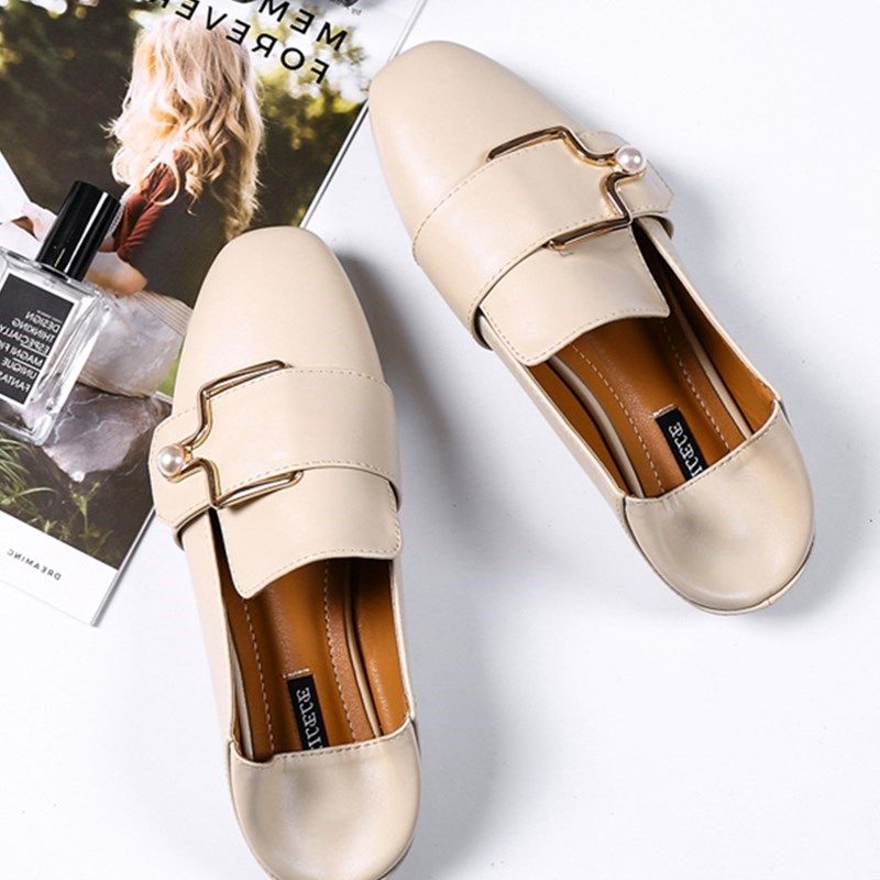 Giày Búp Bê Da Mũi Vuông Thời Trang Mùa Thu 2019 Dành Cho Nữ