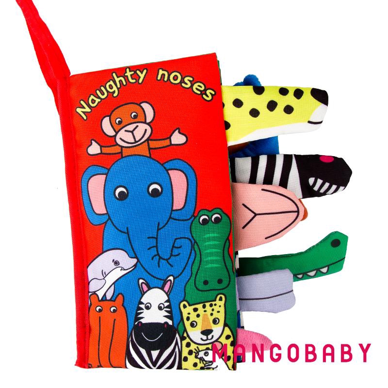 Sách tranh có các đuôi động vật 3D bằng vải mềm bằng tiếng Anh cho trẻ em