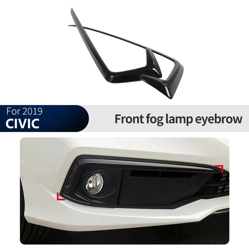Bộ 2 Khung Viền Đèn Sương Mù Phía Trước Màu Đen Bóng Cho Honda Civic 2019-2020