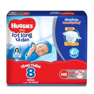 (Tặng khăn ướt) Tã/Bỉm dán sơ sinh Huggies S56/NB74