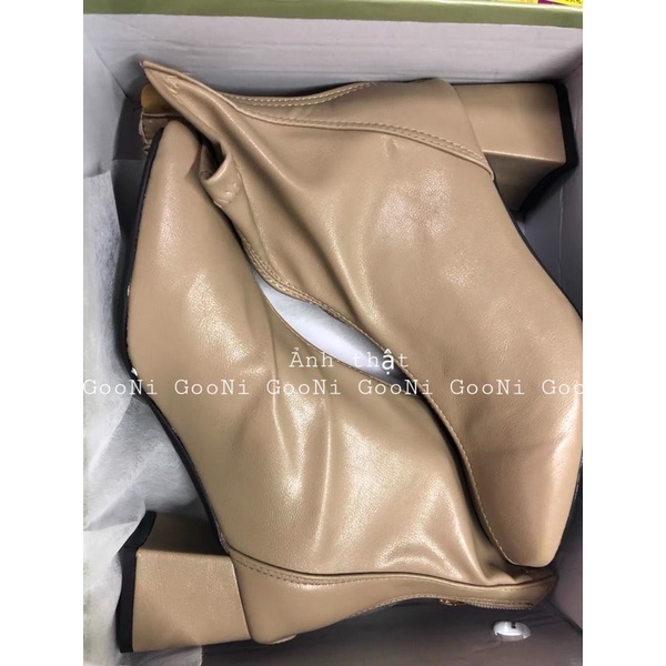 Giày bốt da mềm cổ cao, boot da trơn mũi vuông siêu đẹp hottrend thời trang dành cho nữ