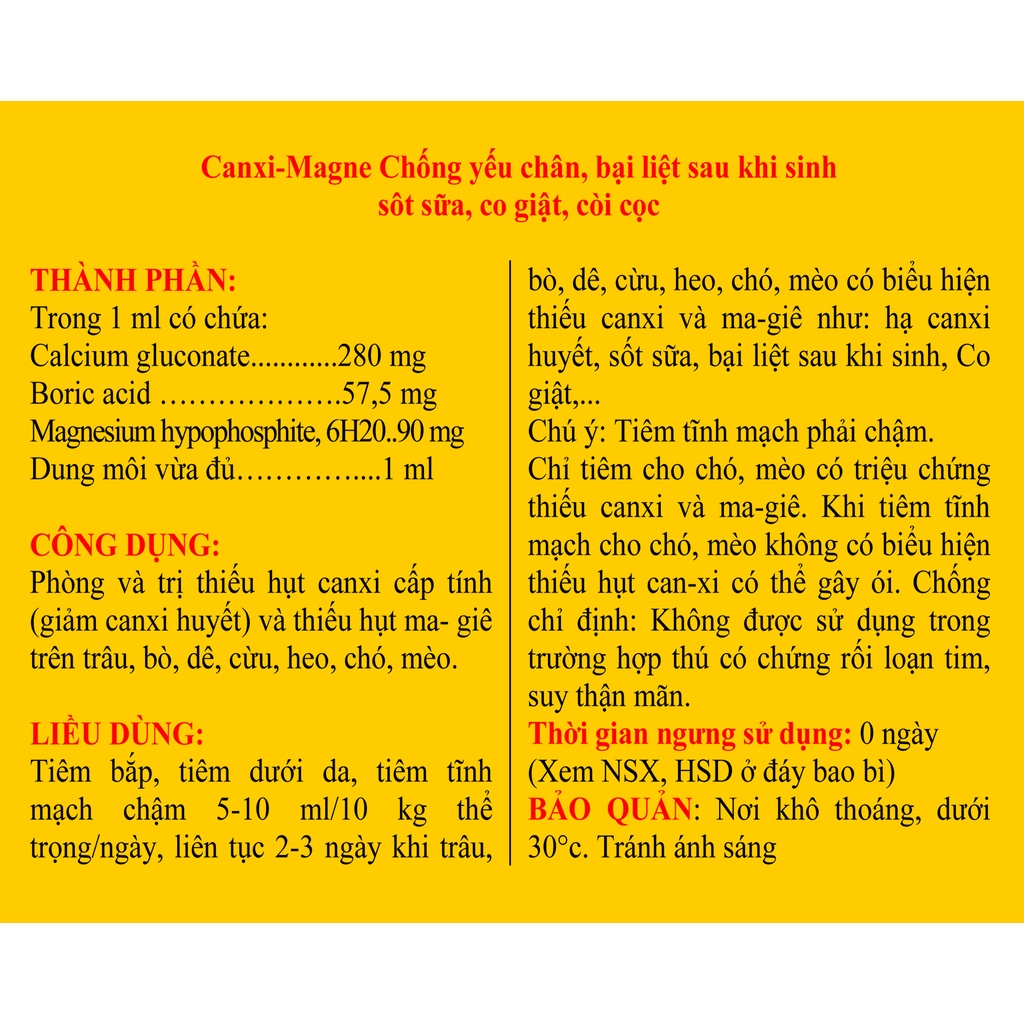 Các sản phẩm CALCI B12, Loại 100ml của các công ty RTD, công ty Vemedim; Bát ăn