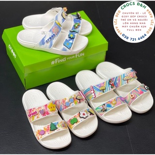 Giày dép crocs - dép lê nhựa crocs band classic 2 quai ngang họa tiết cho cả nam và nữ chống thấm nước, chống trơn trượt