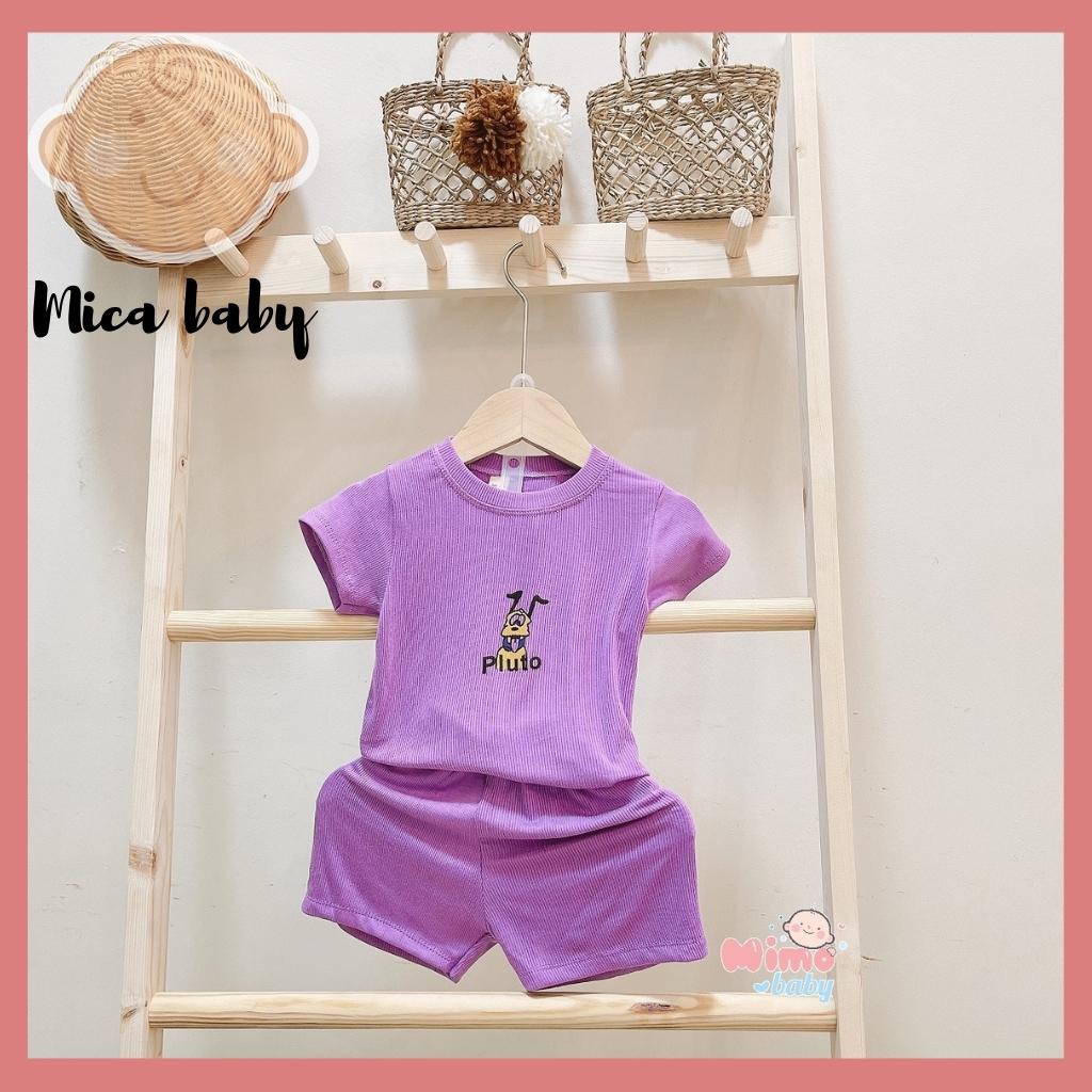 Bộ quần áo chất cotton gân cộc tay siêu đẹp cho bé Mica baby