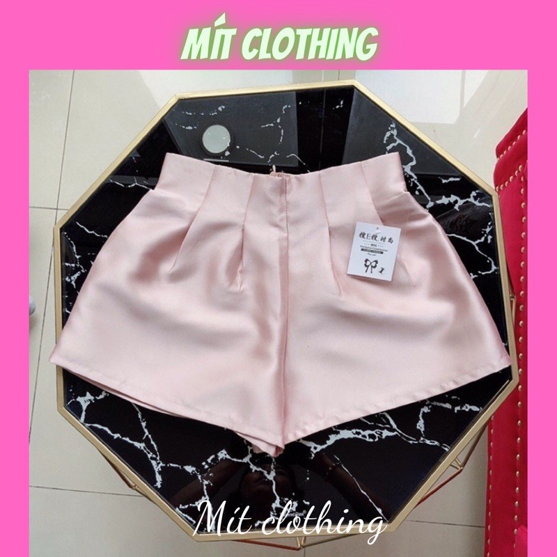 Quần short đùi nữ cạp cao chất phi bóng