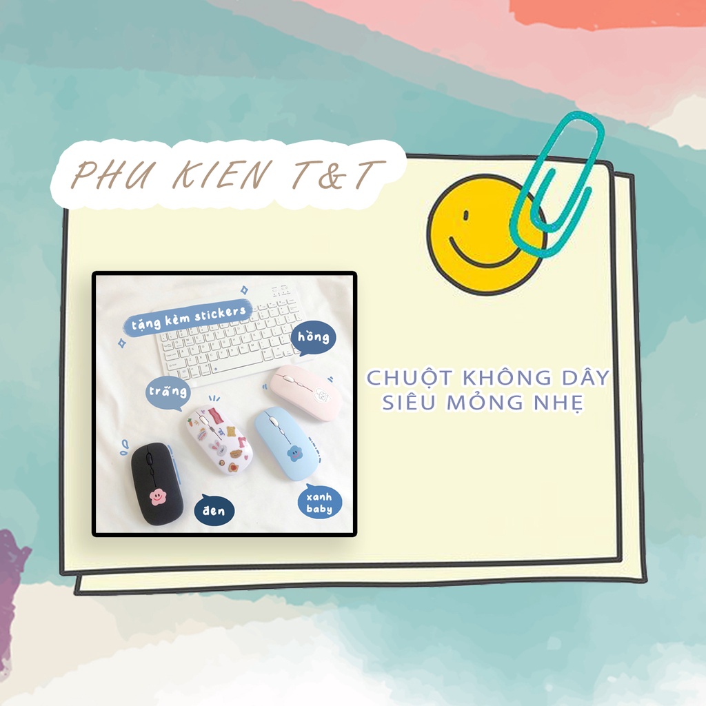 Chuột không dây mỏng nhẹ kết nối Bluetooth kèm chip USB - Hỗ trợ kết nối Laptop/PC/Ipad/máy tính bảng/ điệnthoại