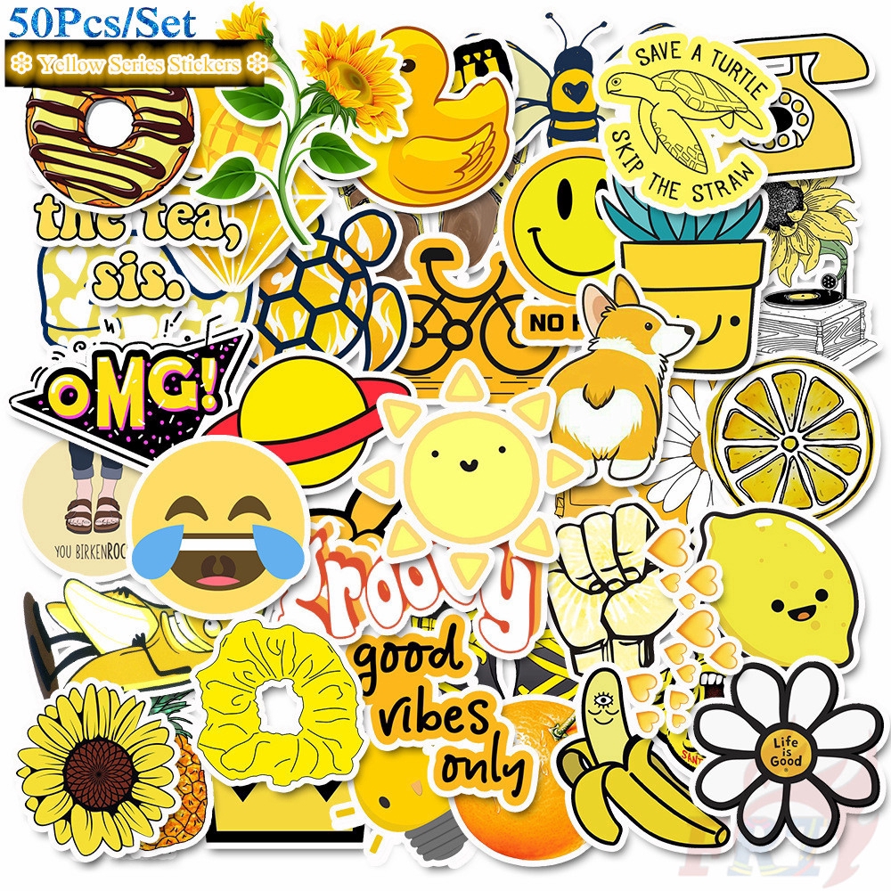 ❉ VSCO： Ins Fashion Yellow Series 02 - Sunshine Beach Stickers ❉ 50Pcs/Set Cartoon DIY Mixed Decals Doodle Stickers