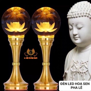 CẶP 2 CHIẾC ĐÈN LED HOA SEN PHA LÊ THÂN ĐẾ HỢP KIM