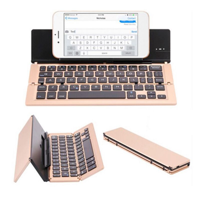 Bàn Phím Bluetooth Không Dây Mini Bằng Hợp Kim Nhôm Gấp Gọn Di Động Tiện Dụng