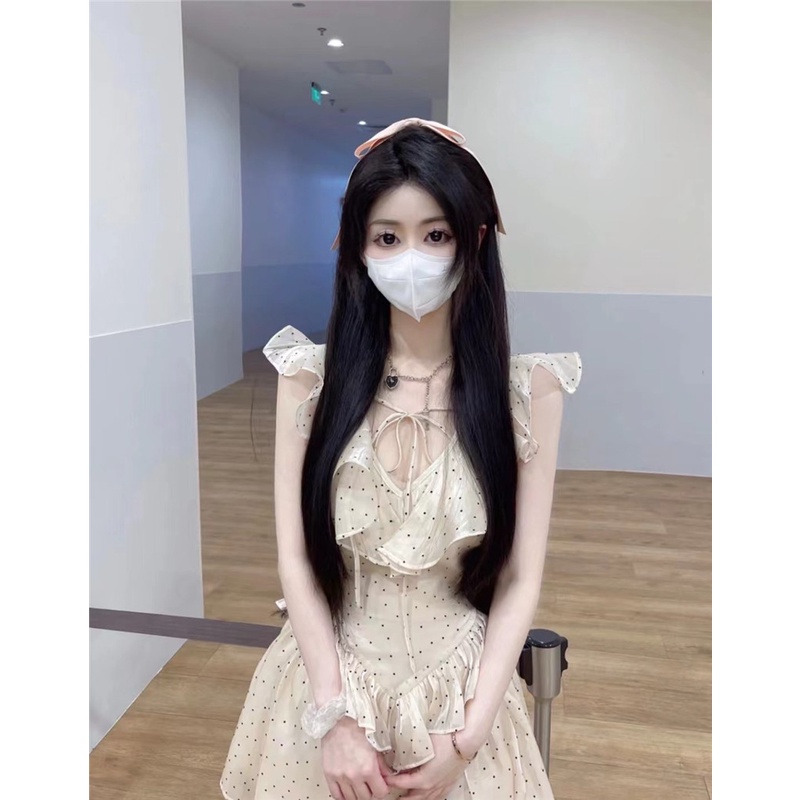 Ảnh Thật Giá Thật Đầm Tay Bay Nhỏ Thắt Nơ Eo Hẹp Eo Hẹp Phối Bèo Cho Bé Gái