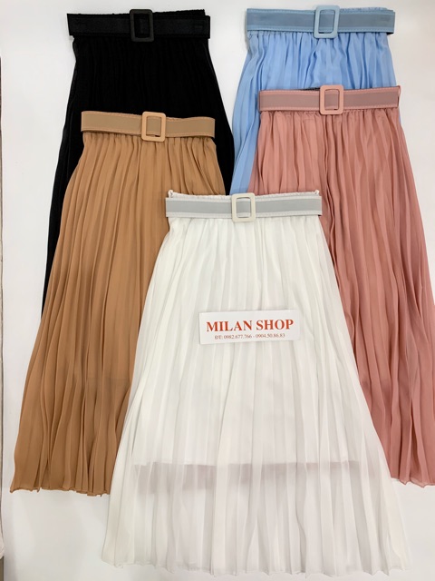 Chân váy xếp ly voan kèm đai thời trang | BigBuy360 - bigbuy360.vn