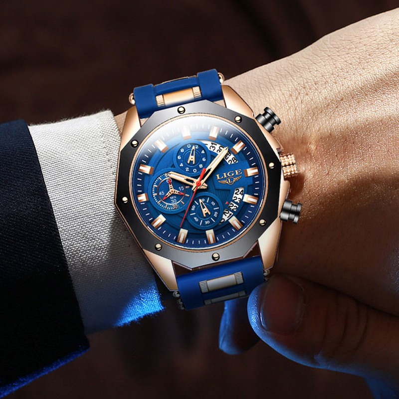 Đồng Hồ Thể Thao Lige Với Chuyển Động Thạch Anh Cùng Dây Đeo Silicon Không Thấm Nước Sang Trọng Cho Nam | BigBuy360 - bigbuy360.vn