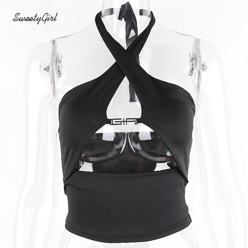 Áo Tank Top Hở Lưng Màu Trơn Dáng Ôm Thời Trang Quyến Rũ Cho Nữ