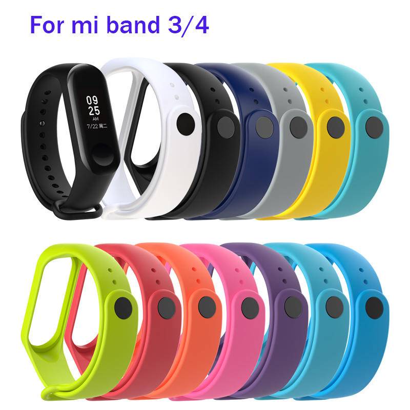 Dây Đeo Thay Thế Chất Liệu Silicon Màu Trơn Cho Xiaomi Mi Band 6 5 4 3 Mi Band 4 5 Mi Band6