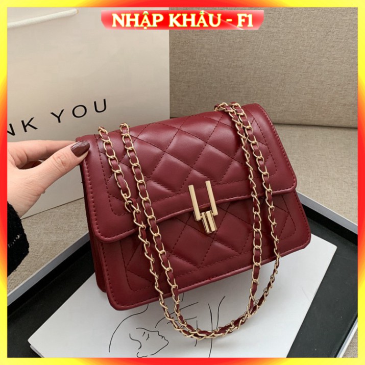 [FreeShip - Hàng Chuẩn] Túi xách Túi đeo chéo nữ Da PU trần trám Màu đỏ đen trắng Cao cấp công sở đi chơi dự tiệc