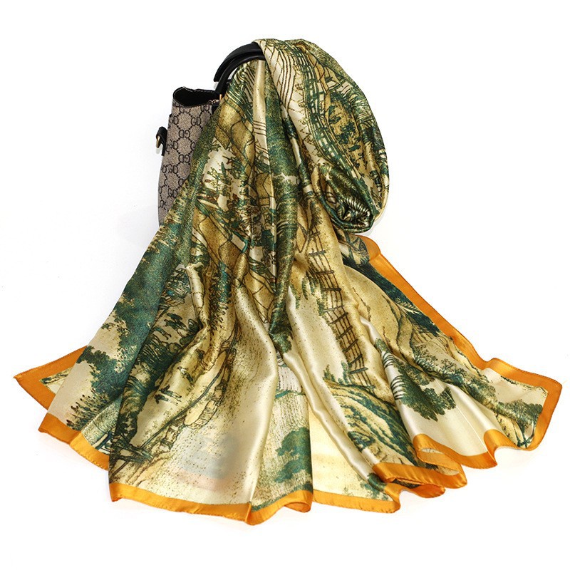 Khăn Choàng Lụa Satin Mỏng In Họa Tiết 180 Thời Trang Mùa Hè 24h