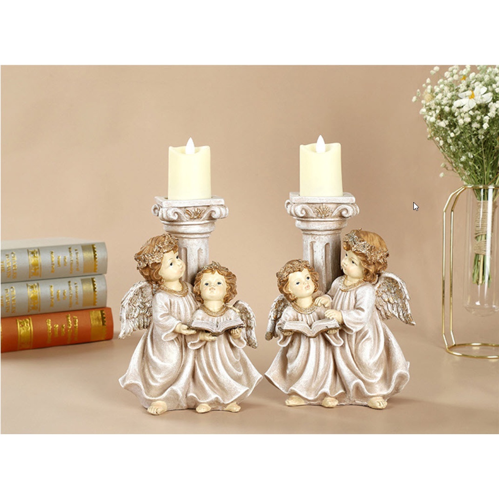 Chân nến tượng phục hưng trang trí cổ điển bắc âu thắp nến điện tử để bàn làm việc,bàn tiệc,phòng khách