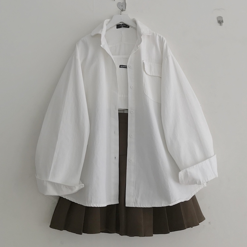 Áo Sơ Mi Nữ Style Hàn JEM CLOSET Form Rộng Thiết Kế Túi Đáp Trước Ngực Phong Cách Trẻ Trung LAVIE 10321