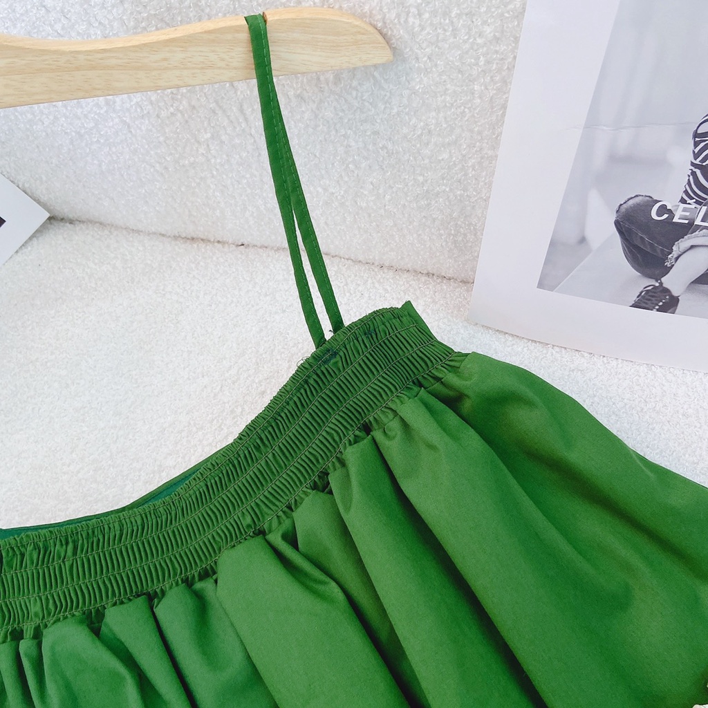 SET ÁO 2 DÂY XANH DÁNG BÍ + QUẦN SHORT KEM