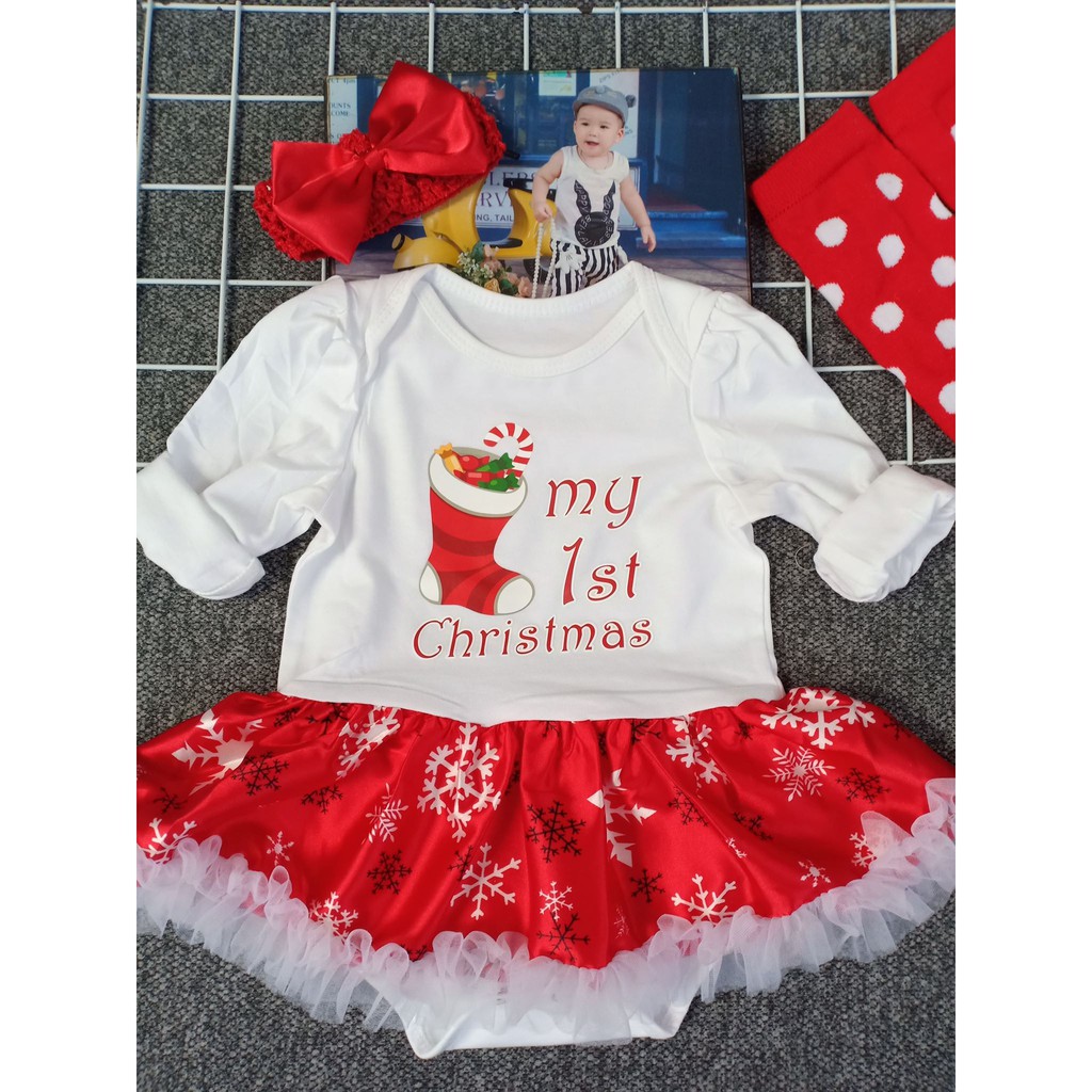 ĐỒ NOEL - BODY NOEL 4 CHI TIẾT CHO BÉ GÁI 3-13KG  .