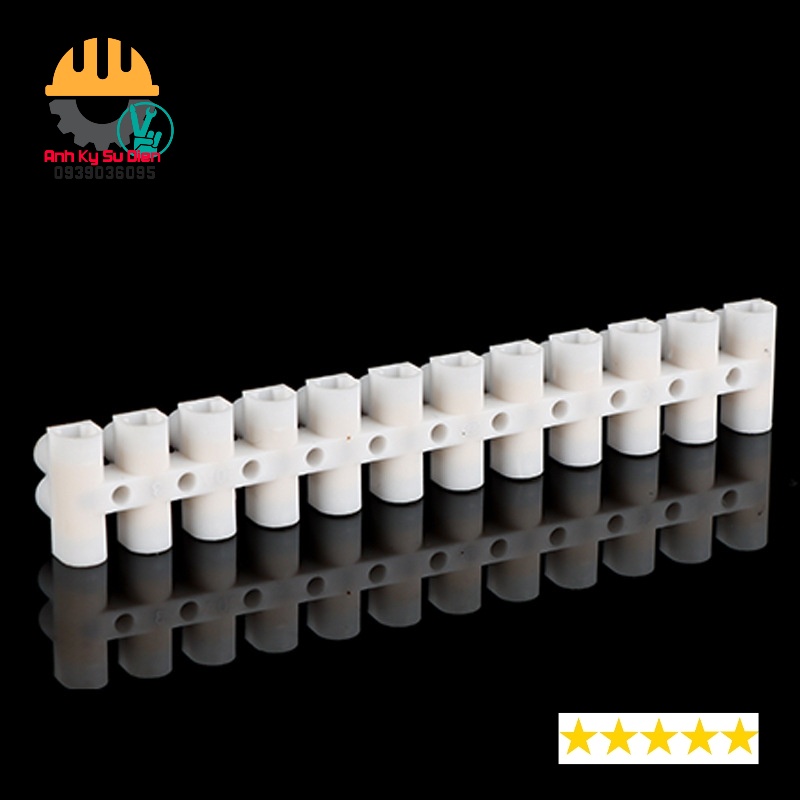 Đầu nối nhanh dây điện vặn vít - Cút cầu nối kẹp 12P 20A X3-2012  - Domino Thanh Nhựa Trắng Chống Cháy