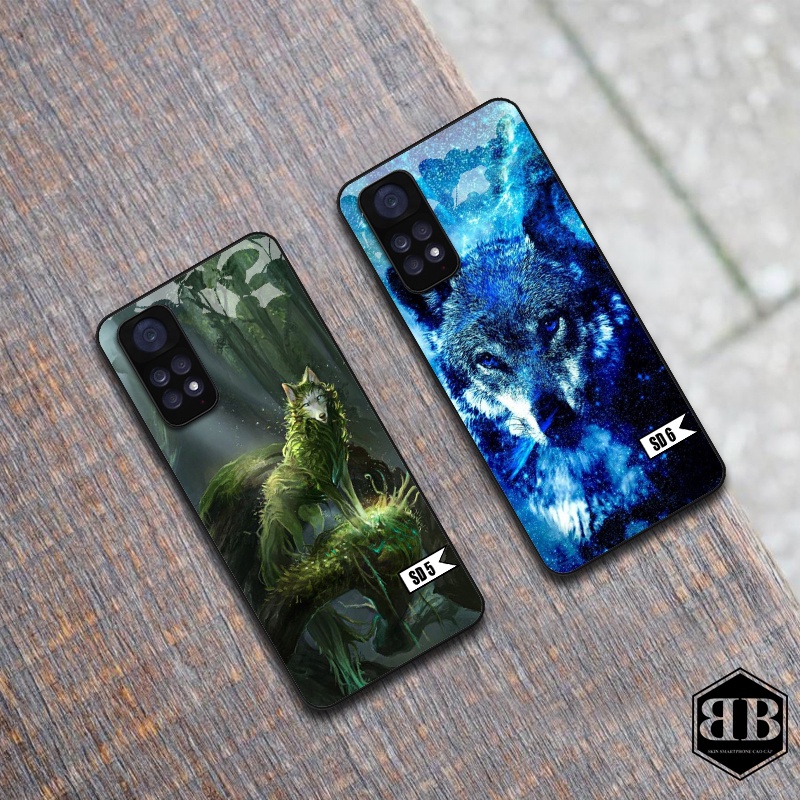 Ốp lưng kính cường lực Xiaomi Redmi Note 11 4G / Redmi Note 11S các mẫu sói đẹp ,ngầu