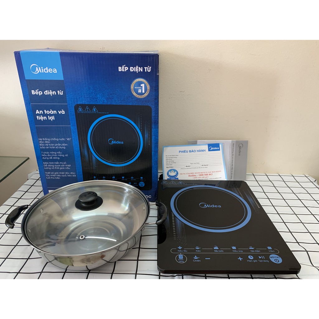(Mã CHUTHI21 giảm 5K) (TẶNG KÈM NỒI LẨU) Bếp điện từ Midea MI-T2117DC - Hàng chính hãng