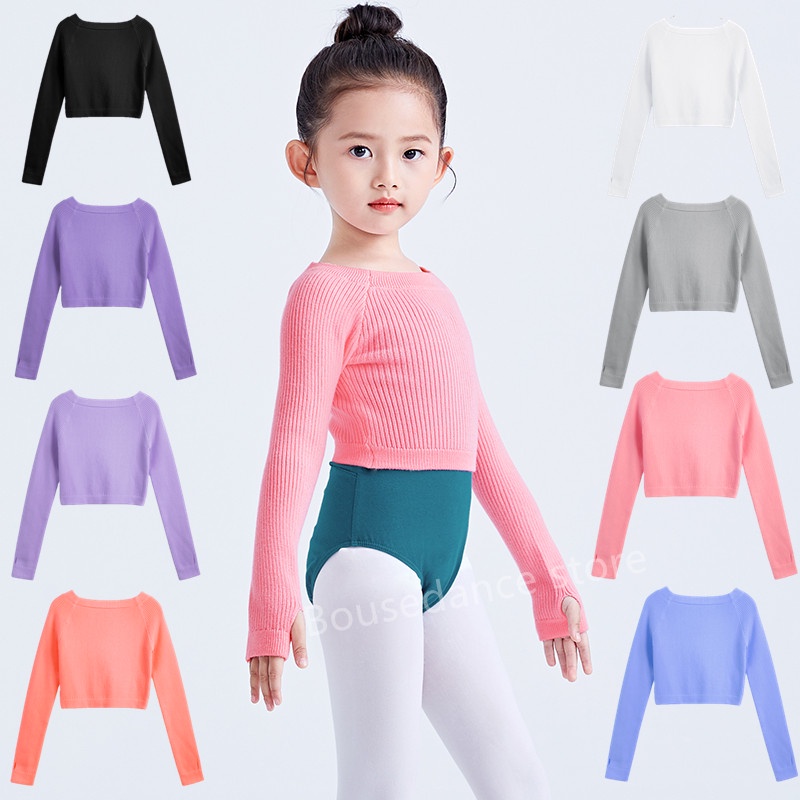 Áo Len Tay Dài Hở Vai Cho Bé Gái Múa Ba Lê