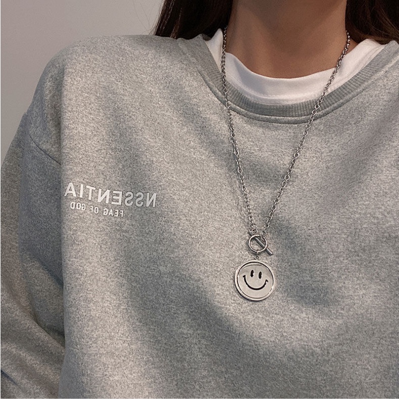 We Flower Vòng cổ Thép Không Gỉ Mặt Cười Emoji Vui Nhộn Thời Trang Unisex