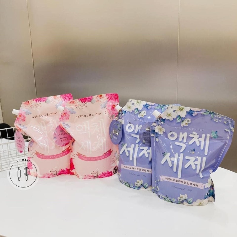Nước giặt Bluee Hànn Quốc (Xanh &amp; Hồng) túi 2kg