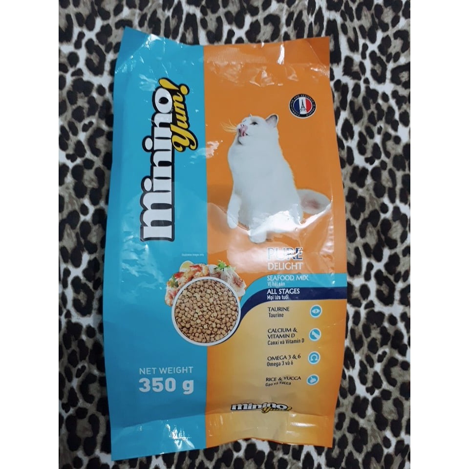 Thức ăn hạt Minino Yum cho mèo vị hải sản 350gr