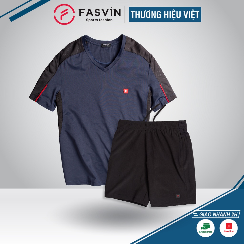 Bộ quần áo thể thao nam Fasvin AV20295.HN cổ tim chất vải mềm nhẹ co giãn thoải mái