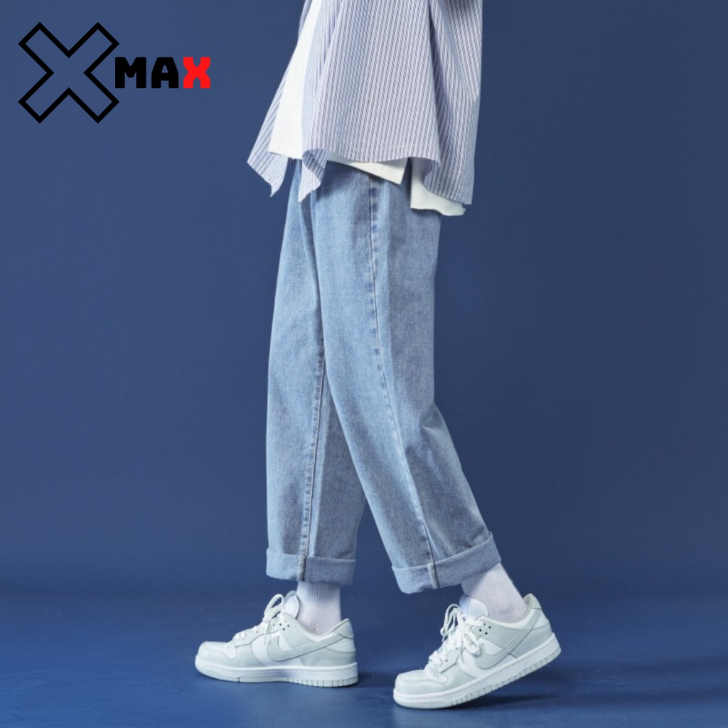Quần jean nam, nữ Baggy ống suông, rộng, quần bò nam nữ đẹp dáng suông hottrend hàn quốc 2023 MAXSTORE B001-2