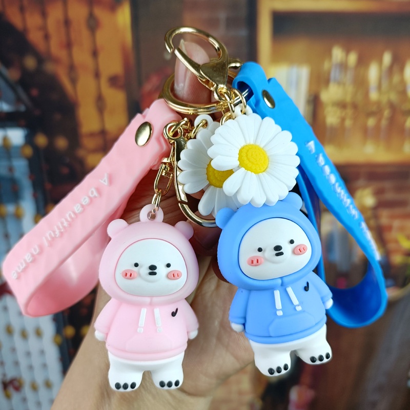 Móc khóa QIHE JEWELRY mặt búp bê gấu hoạt hình đáng yêu xinh xắn
