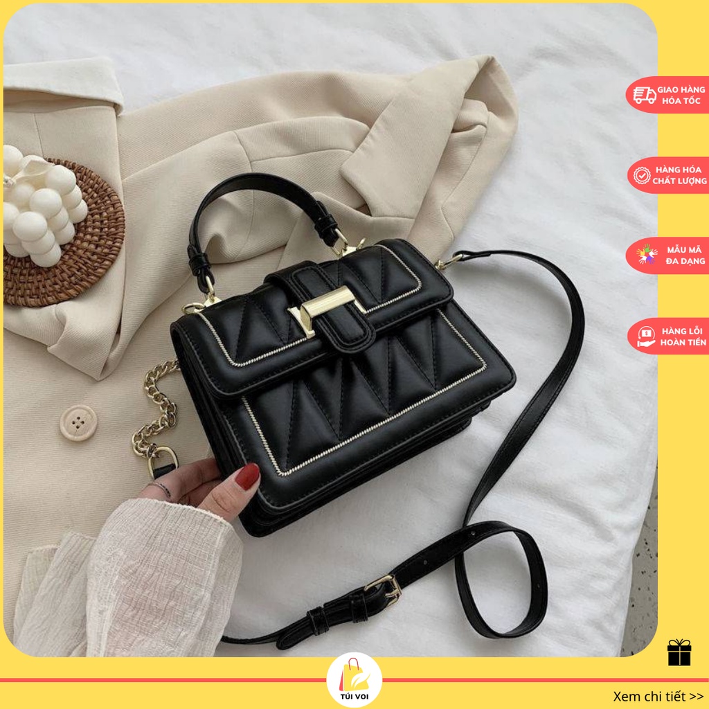 Túi xách nữ đeo chéo dáng vuông da mềm đi chơi phong cách Hàn Quốc sang chảnh lịch sự CV33