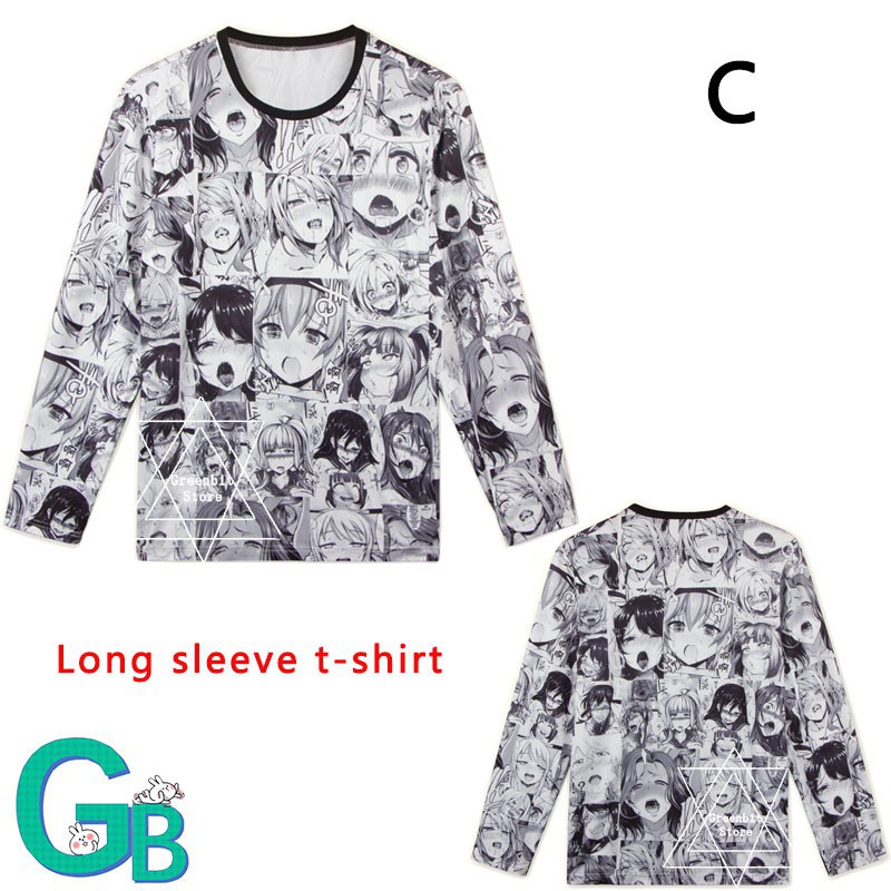 Áo hoodie ngắn tay in họa tiết anime Ahegao 3D thời trang mới cho nam new 👈