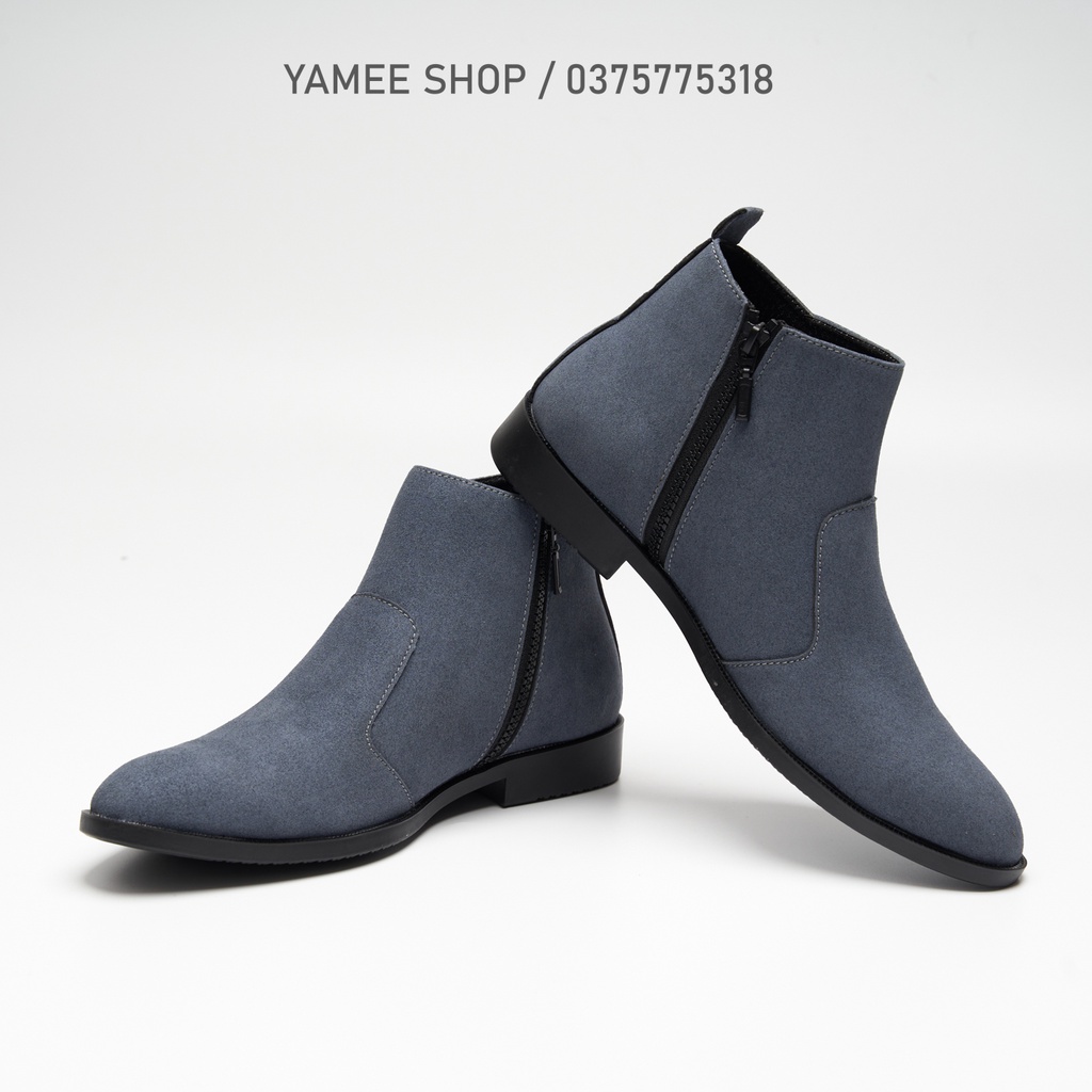 Giày chelsea boots nam da lộn, cổ khóa, đế khâu chắc chắn.